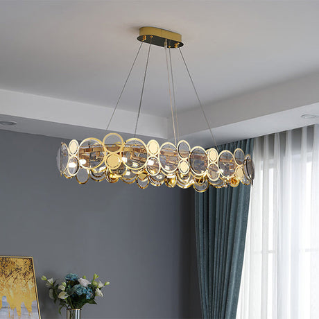 Crystal Bedroom Pendant Ceiling Light With Brass Finish Metal Fixture & Glass Shade - Large Size