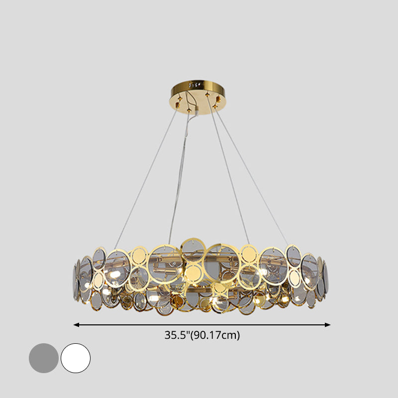 Brass Finish Crystal Pendant Ceiling Light With Glass Shade For Spacious Bedrooms
