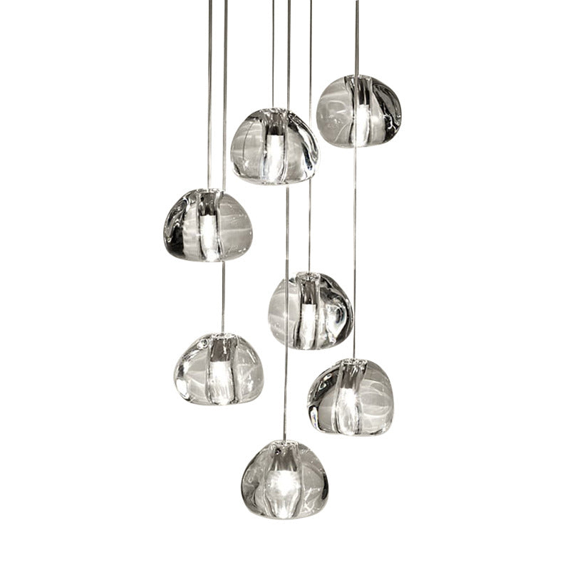 Modern Nordic Led Clear Bubble Glass Mini Pendant Light - Round Stair Hanging Lamp 7 /