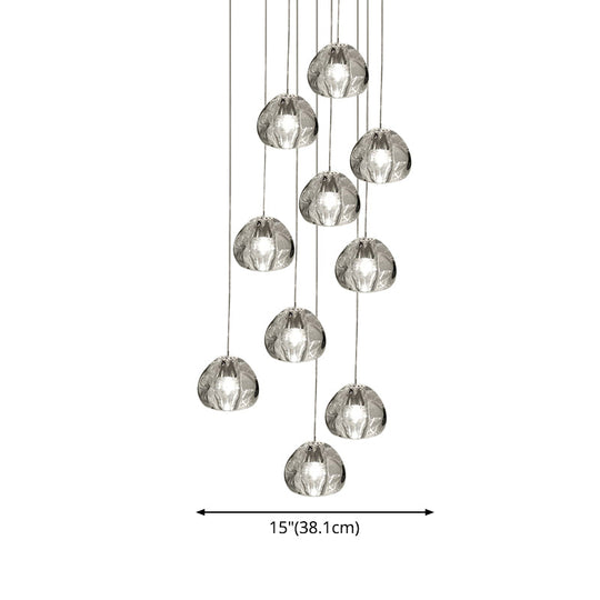 Modern Nordic Led Clear Bubble Glass Mini Pendant Light - Round Stair Hanging Lamp
