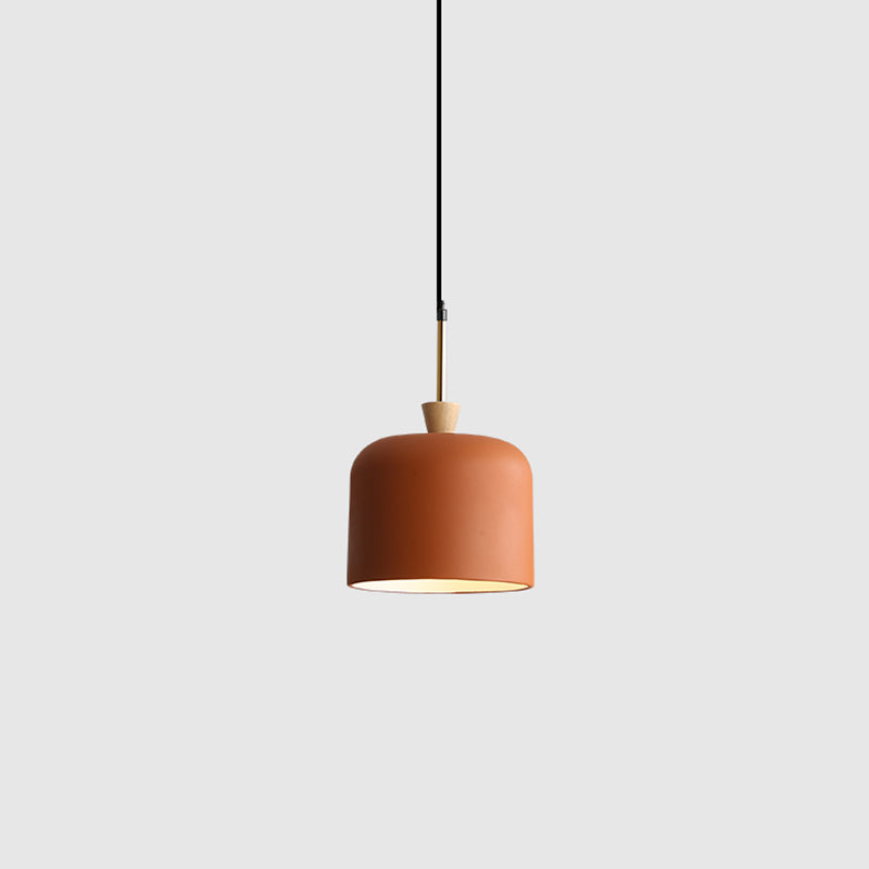 Colorful Macaron Pendant Light With Metal Shade - Industrial Hanging Lamp Orange / 8’