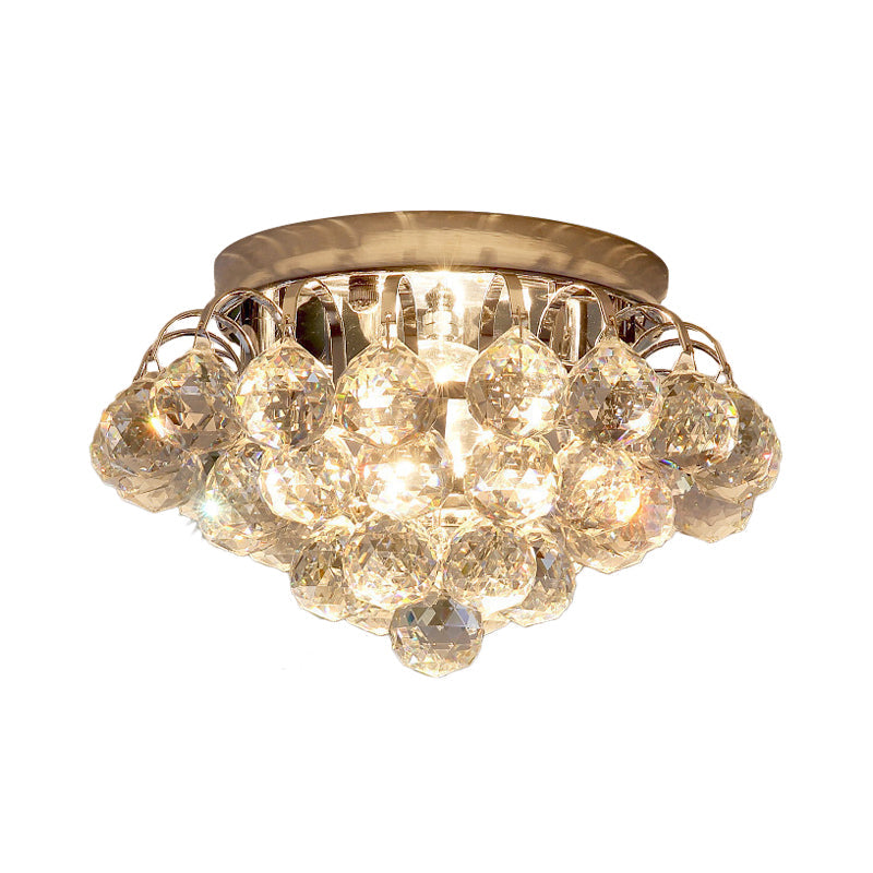 2 - Light Flush Mount Chrome Crystal Raindrop Ceiling Light For Corridor