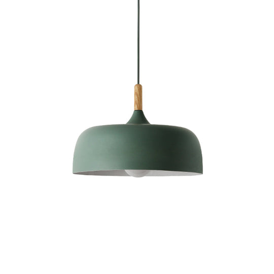 Modern Led Ceiling Pendant Light With Wood Lamp Socket - Macaron Color Option Green / 12’