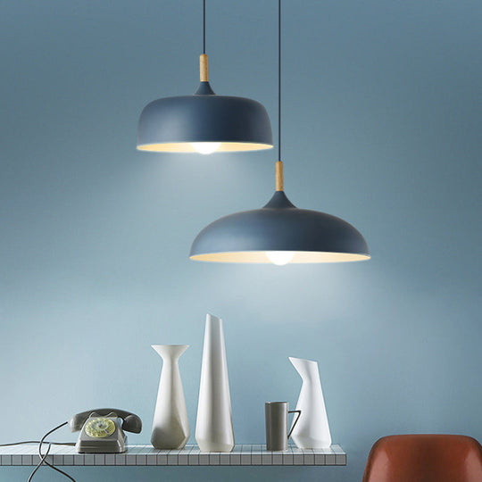 Modern Led Ceiling Pendant Light With Wood Lamp Socket - Macaron Color Option