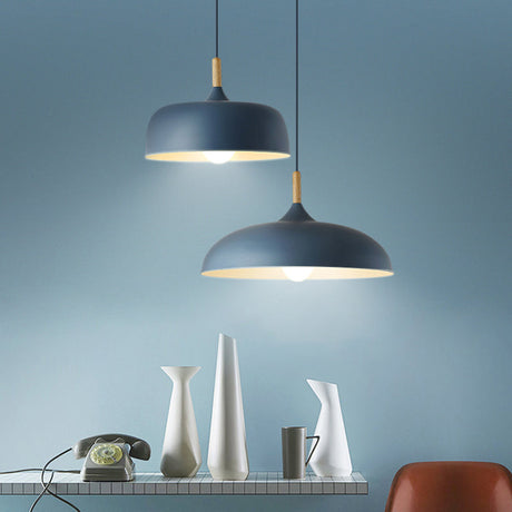 Modern Led Macaron Color Ceiling Pendant Light With Wood Lamp Socket