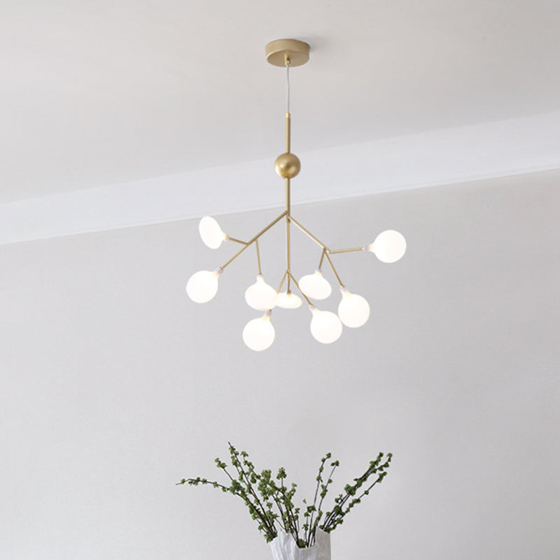 Contemporary Firefly Chandelier With Frosted Acrylic Lampshade For Living Room Ceiling