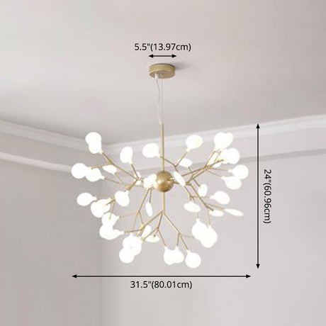 Contemporary Firefly Chandelier With Frosted Acrylic Lampshade For Living Room Ceiling