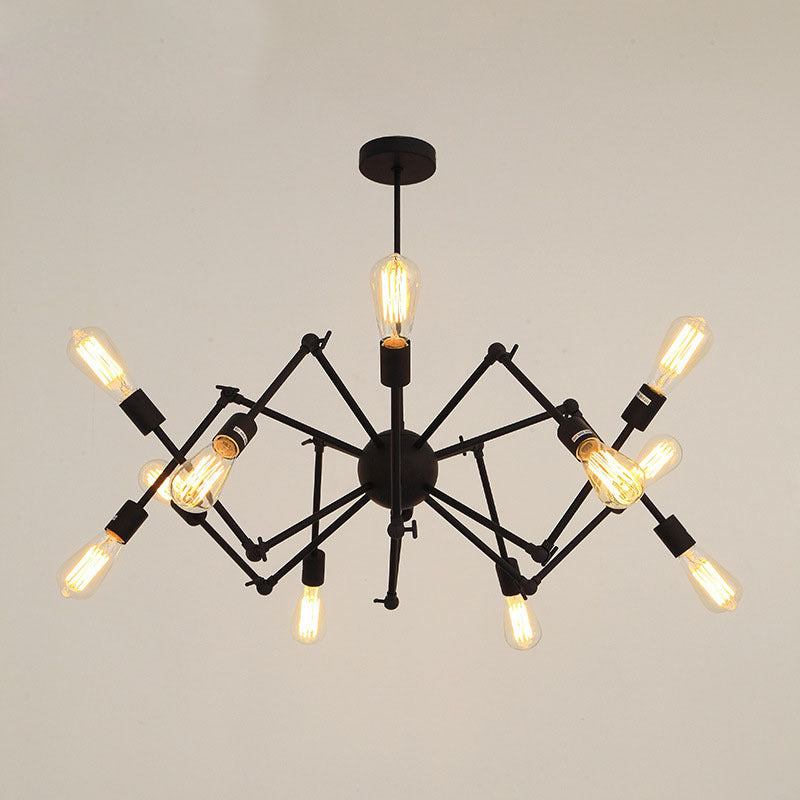 Wrought Iron Spider Chandelier - Retro Industrial Pendant Light For Coffee Shops And Workshops
