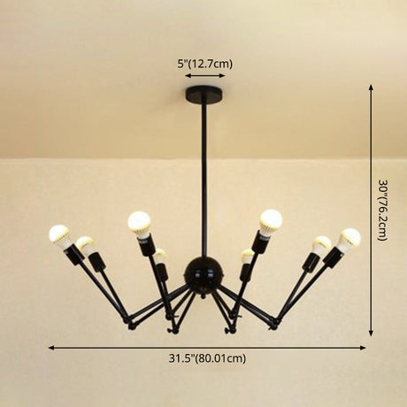 Spider-Shaped Wrought Iron Chandelier Retro Industrial Pendant Light For Coffee Shops And Workshops