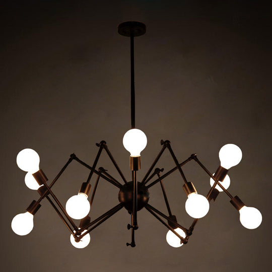 Industrial Style Black Chandelier With Multi-Light Pendant For Living Room