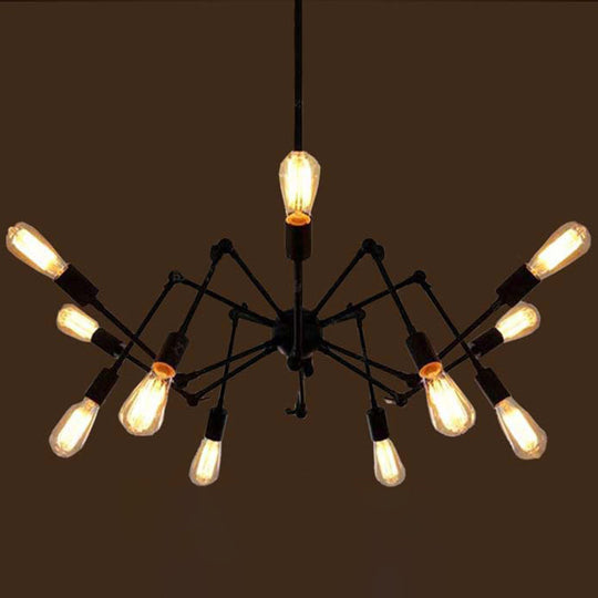 Industrial Style Black Chandelier With Multi-Light Pendant For Living Room 12 /