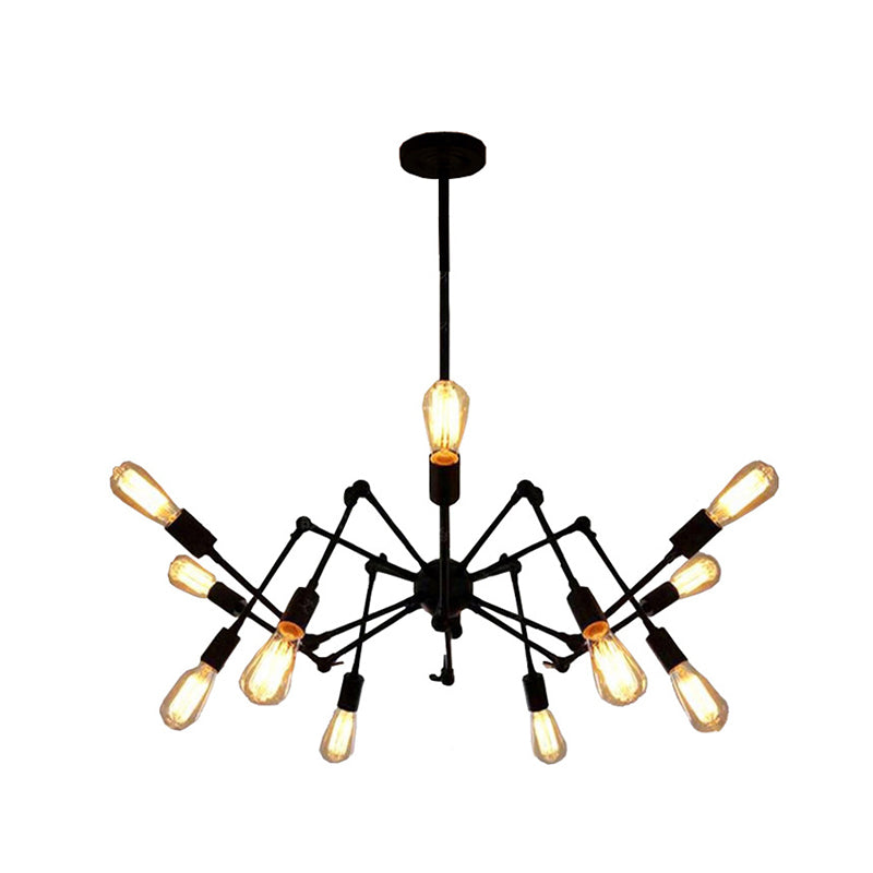 Industrial Style Black Chandelier With Multi-Light Pendant For Living Room