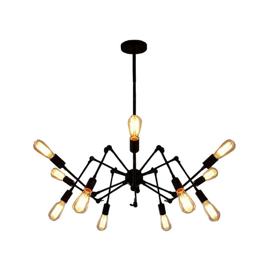 Industrial Style Black Chandelier With Multi-Light Pendant For Living Room