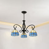 Tiffany Stained Glass Chandelier Light With 12 Adjustable Chains - Perfect For Living Room Ceiling