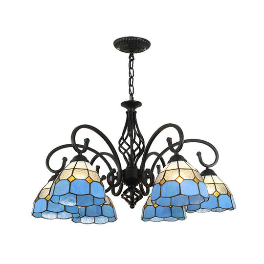 Tiffany Style Stained Glass Chandelier For Living Room With Adjustable Chains