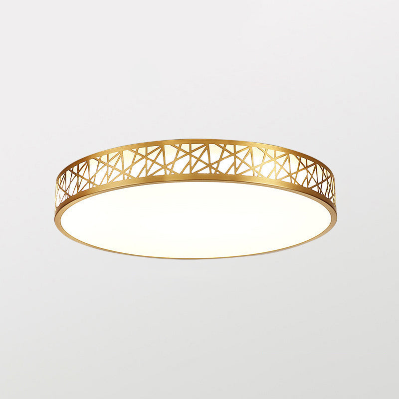 Minimalist Brass Ceiling Light With Geometric Design And Led Flushmount / 16’ Round