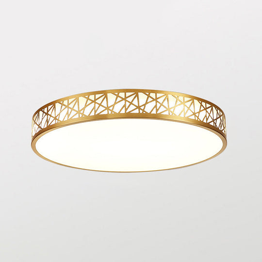 Minimalist Brass Ceiling Light With Geometric Design And Led Flushmount / 19.5 Round