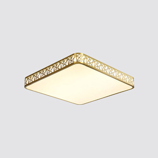 Minimalist Brass Ceiling Light With Geometric Design And Led Flushmount / 19.5 Square Plate