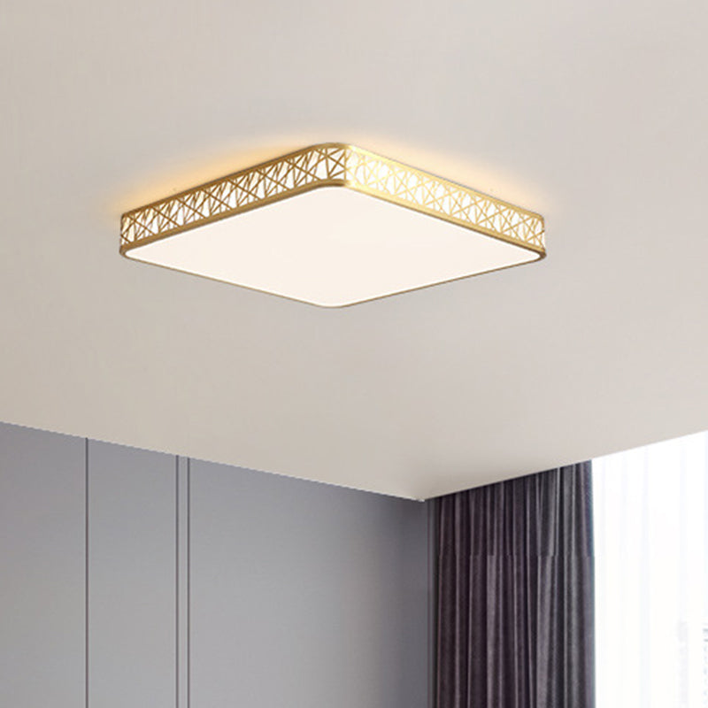 Minimalist Brass Ceiling Light With Geometric Design And Led Flushmount