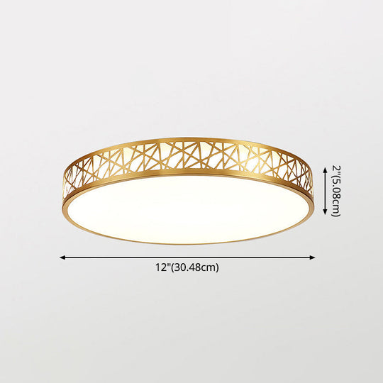 Minimalist Brass Ceiling Light With Geometric Design And Led Flushmount