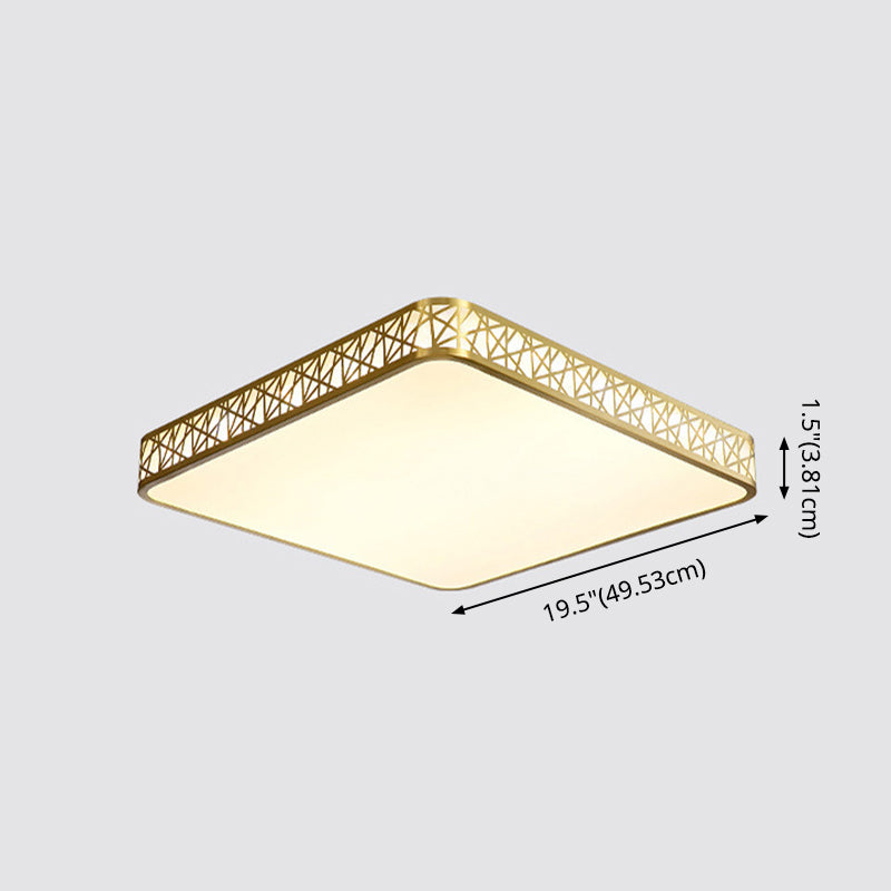 Minimalist Brass Ceiling Light With Geometric Design And Led Flushmount