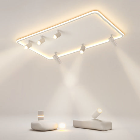 Modern Led Flush Mount Spotlight For Living Room Ceiling - Acrylic Rectangular Design