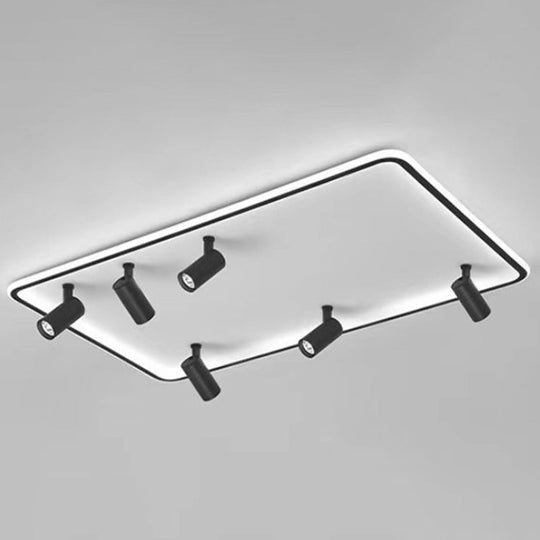 Modern Led Flush Mount Spotlight For Living Room Ceiling - Acrylic Rectangular Design Black / 31.5