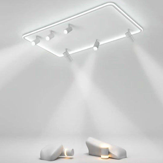 Modern Led Flush Mount Spotlight For Living Room Ceiling - Acrylic Rectangular Design