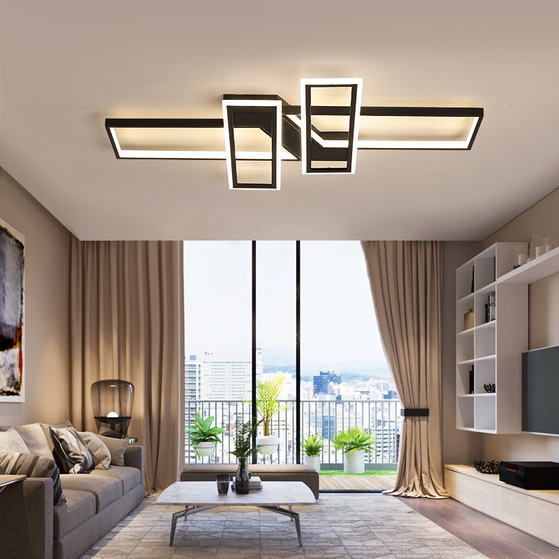 Modern Led Frame Ceiling Mount Light For Living Room - Acrylic Semi Flush Fixture