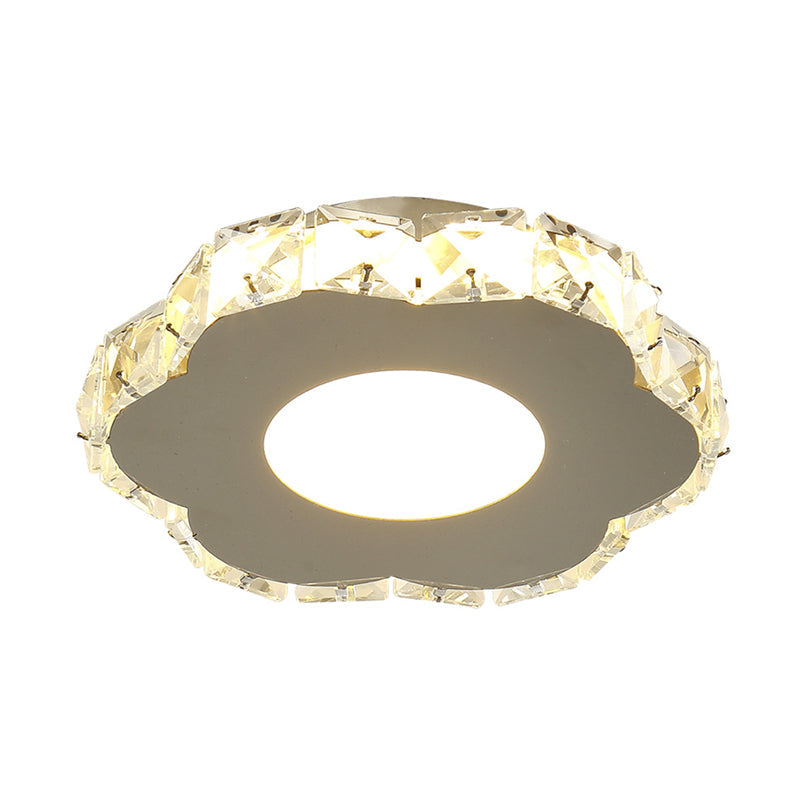 Stylish Stainless Steel Led Flush Light With Crystal Accents For Hallway