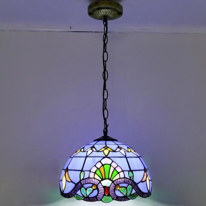 Tiffany-Style Stained Glass Pendant Light: Elegant 1-Light Hanging Lamp For Dining Room