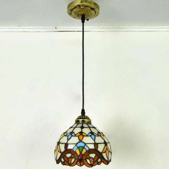 Tiffany-Style Stained Glass Pendant Light: Elegant 1-Light Hanging Lamp For Dining Room