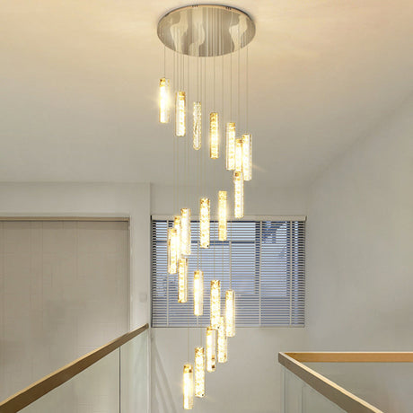 Modern Crystal Drop Pendant Light For Stairway - Multiple Rectangles 21 / Silver