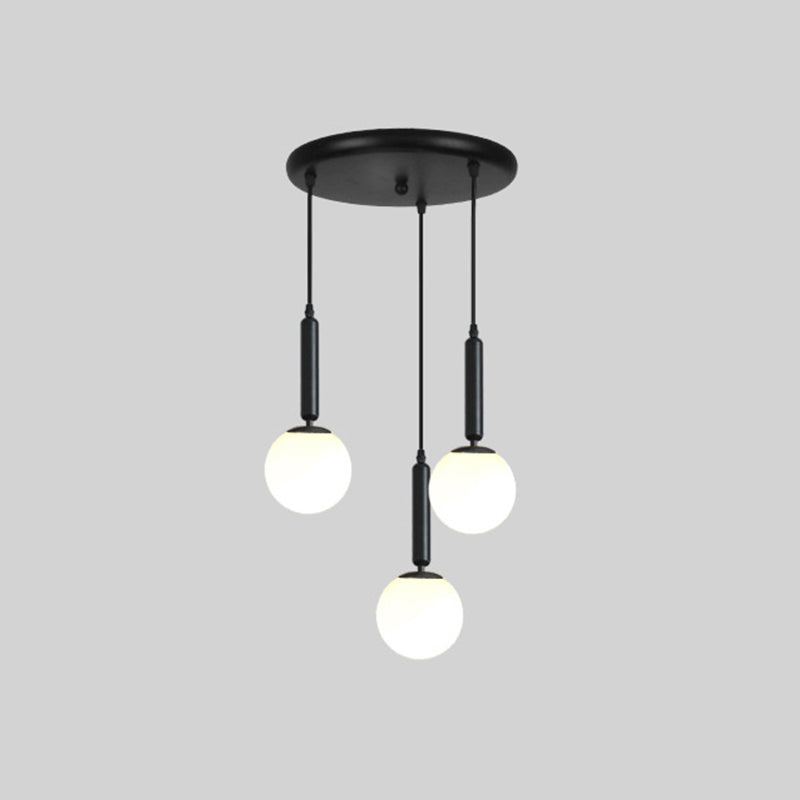 Minimalist Globe Pendant Light - Modern Metal Hanging Lamp For Living Room 3 / Black