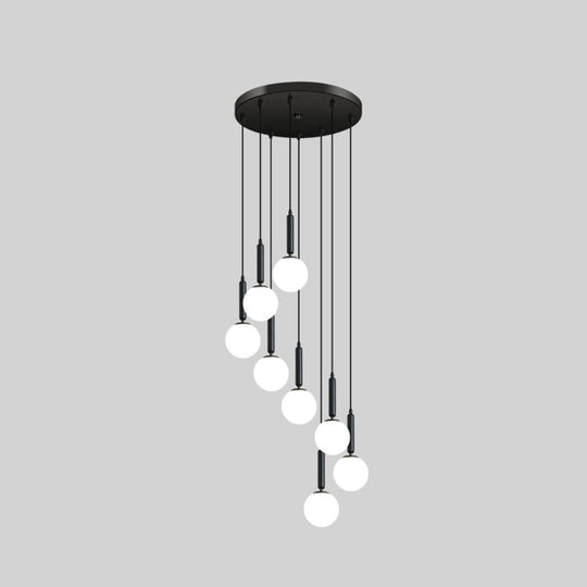 Minimalist Globe Pendant Light - Modern Metal Hanging Lamp For Living Room 8 / Black