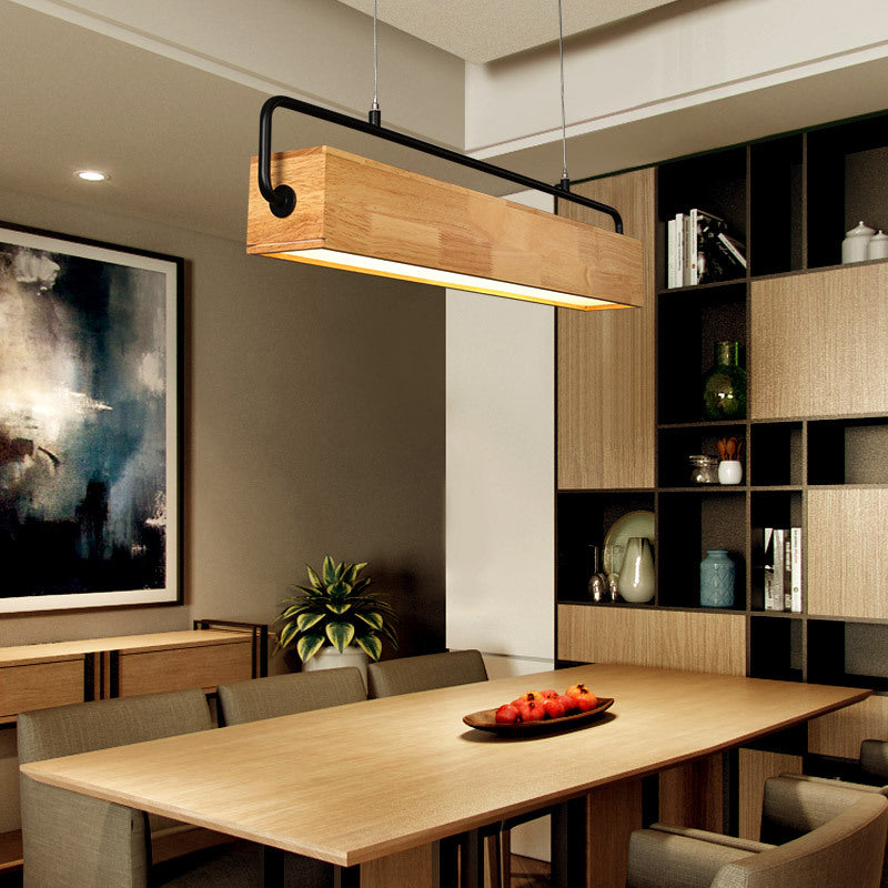 Modern Nordic Wood Island Pendant Light - Strip Design For Restaurants