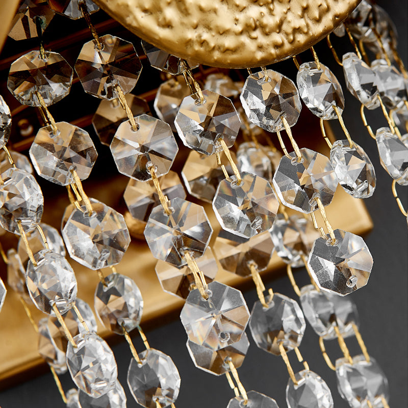 Modern Egg Shaped Wall Mount Light With 2 Metal Lights - Golden Sconce Lighting Clear Crystal