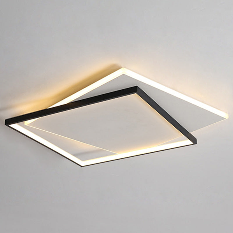 Led Geometric Double Square Ceiling Lamp With Acrylic Shade - Sleek Flush Mount Lighting 20.5 / Warm