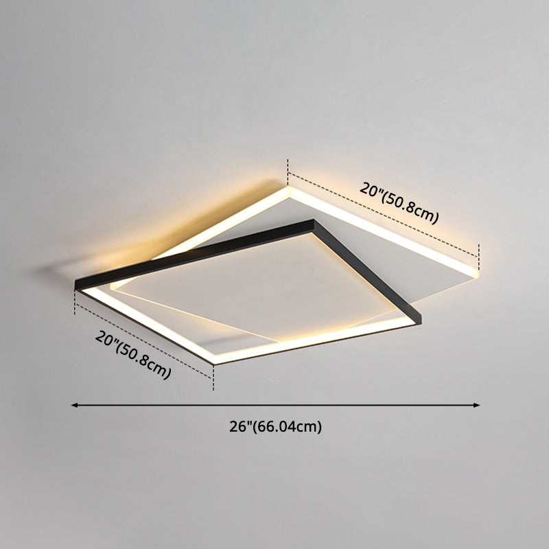 Led Geometric Double Square Ceiling Lamp With Acrylic Shade - Sleek Flush Mount Lighting