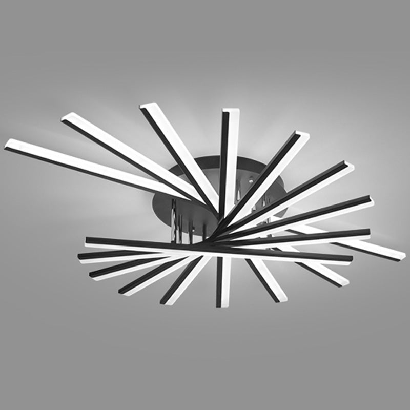 Modern Aluminum Semi Flush Mount Led Ceiling Lamp - Sleek Crossed Line Design For Simplicity And