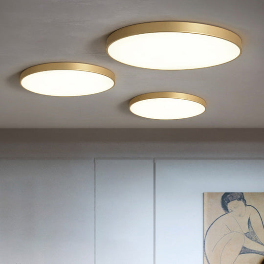 Sleek Round Led Ceiling Lamp For Modern Bedroom And Corridor Lighting - Gold Baking Paint Bezel