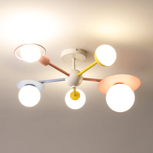 5 - Light Macaroon Ceiling Light With Semi - Flush Mount - Perfect For Kindergarten Hallway And