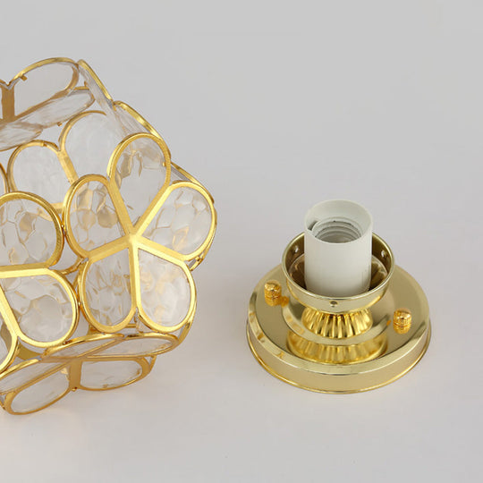 Antique Gold Colonial Style Petal Polyhedron Ceiling Light Flush - Mount Lamp