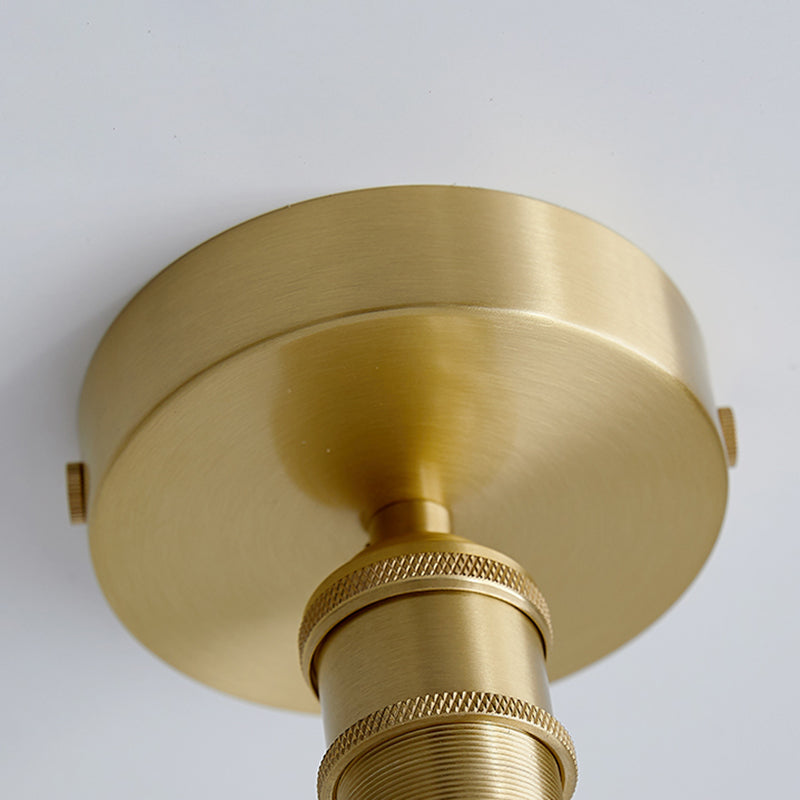 Brass Crown 1 Light Ceiling With Clear Stripes Glass Shade - Contemporary Aisle Lighting Fixture