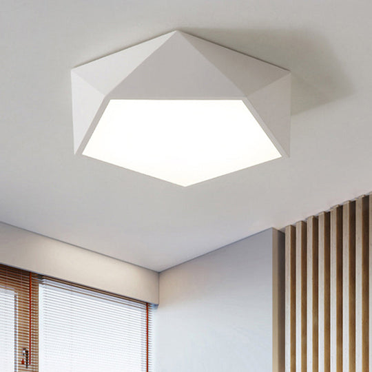 Modern Geometric Led Flush Mount Ceiling Light With Macaroon Style For Hallway And Bedroom White /