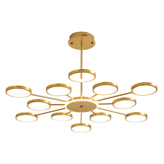 Contemporary Starburst Chandelier For Living Room - Metal Hanging Lamp Kit