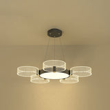 Modern Acrylic Circle Pendant Light For Living Room - Stylish Chandelier Ceiling Lighting 5 / Black