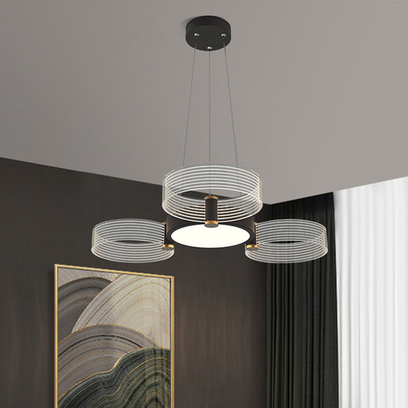 Modern Acrylic Circle Pendant Light For Living Room - Stylish Chandelier Ceiling Lighting