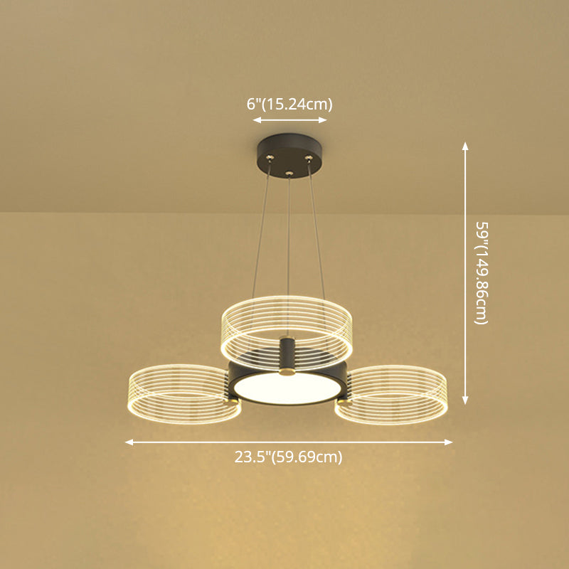 Modern Acrylic Circle Pendant Light For Living Room - Stylish Chandelier Ceiling Lighting