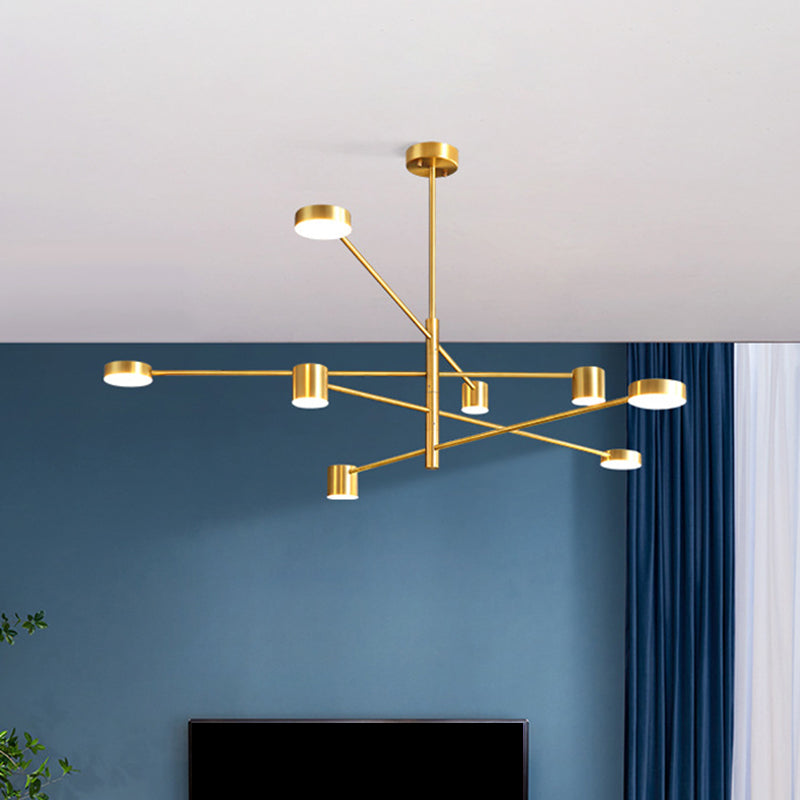 Contemporary Metal Starburst Chandelier For Living Room - Stylish Hanging Ceiling Light